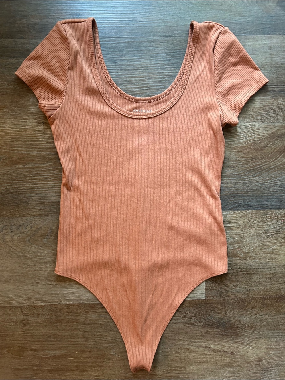 Ribbed Scoop Neck Bodysuit - Rust